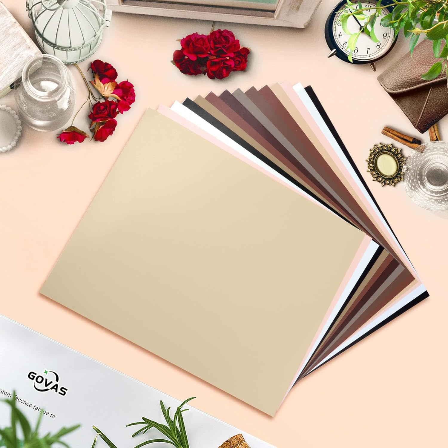 Skin Tone HTV Heat Transfer Vinyl Bundle for Shirts - 14 Sheets 12"×10" Brown Iron on Vinyl Tan Beige Apricot Khaki Cream HTV Vinyl for Cricut Silhouette Cameo, Easy to Cut & Weed