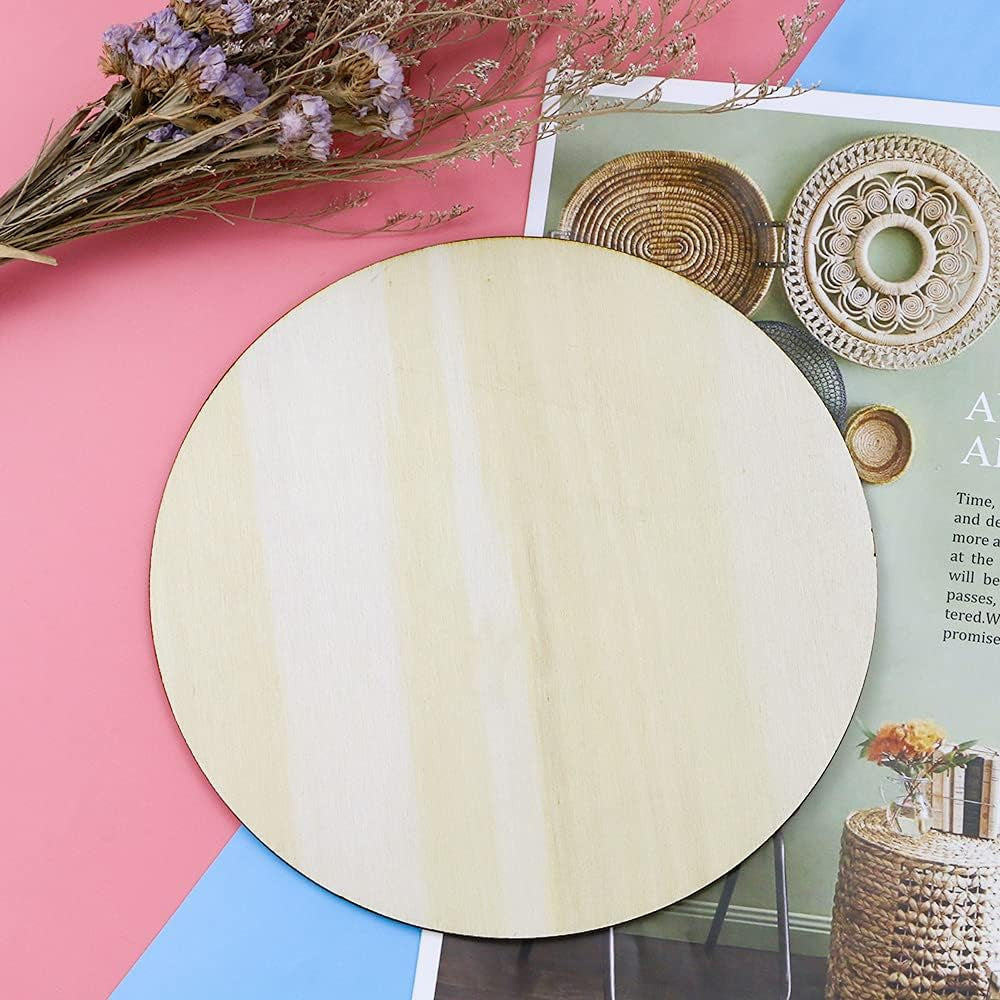 20Pcs 8 Inch Wood Rounds for Crafts, Unfinished Wood Circles Discs Blank Wood Signs to Paint, DIY Supplies, Home Christmas Halloween Decorations