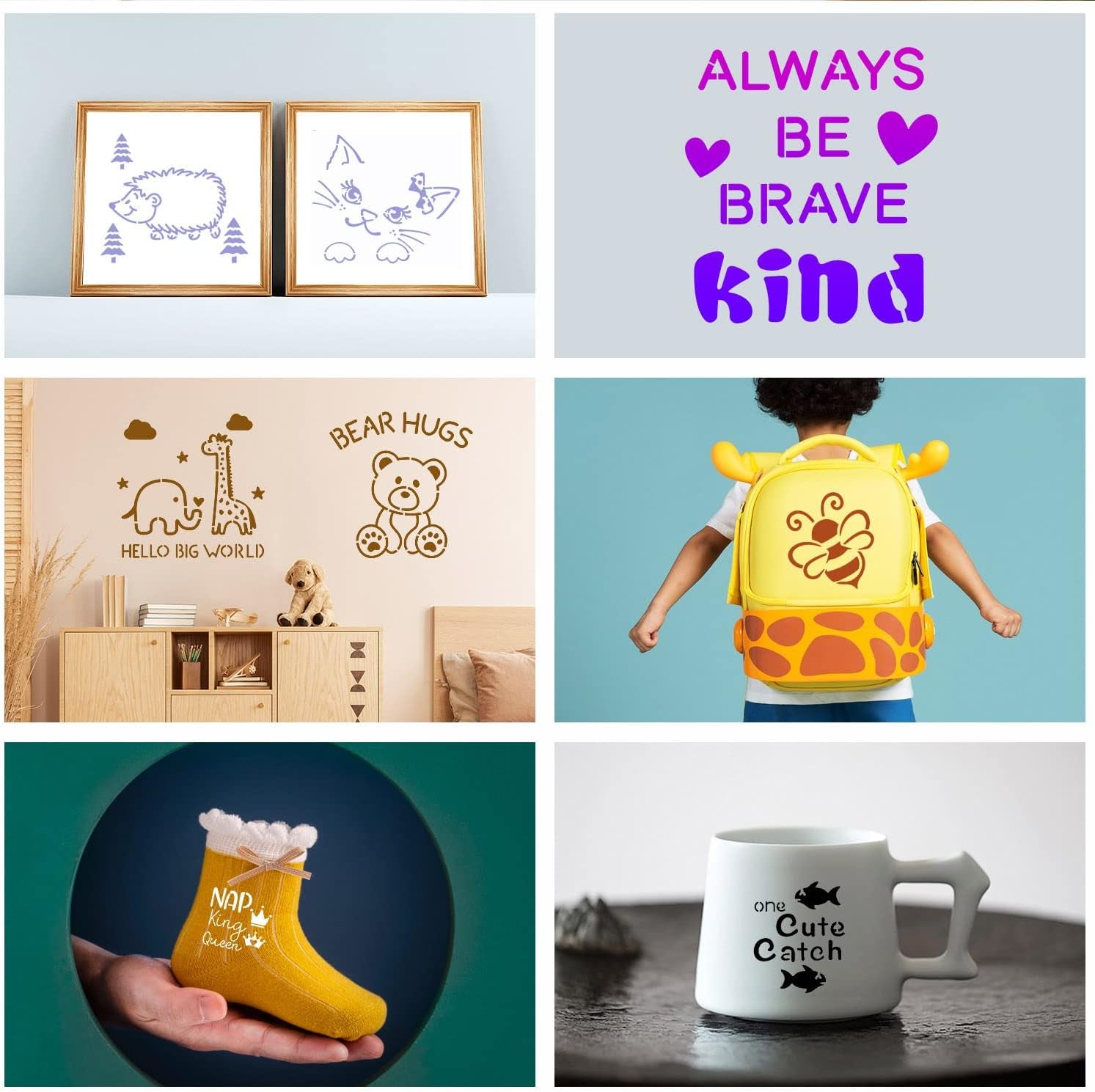 30 Pieces Baby Shower Stencils for Painting, 5 Inch Cute Onesie Stencil Reusable Mixed Phrase Painting Stencils, Small Animals Template for Painting Bodysuit Shirts Shoes Bibs Clothes