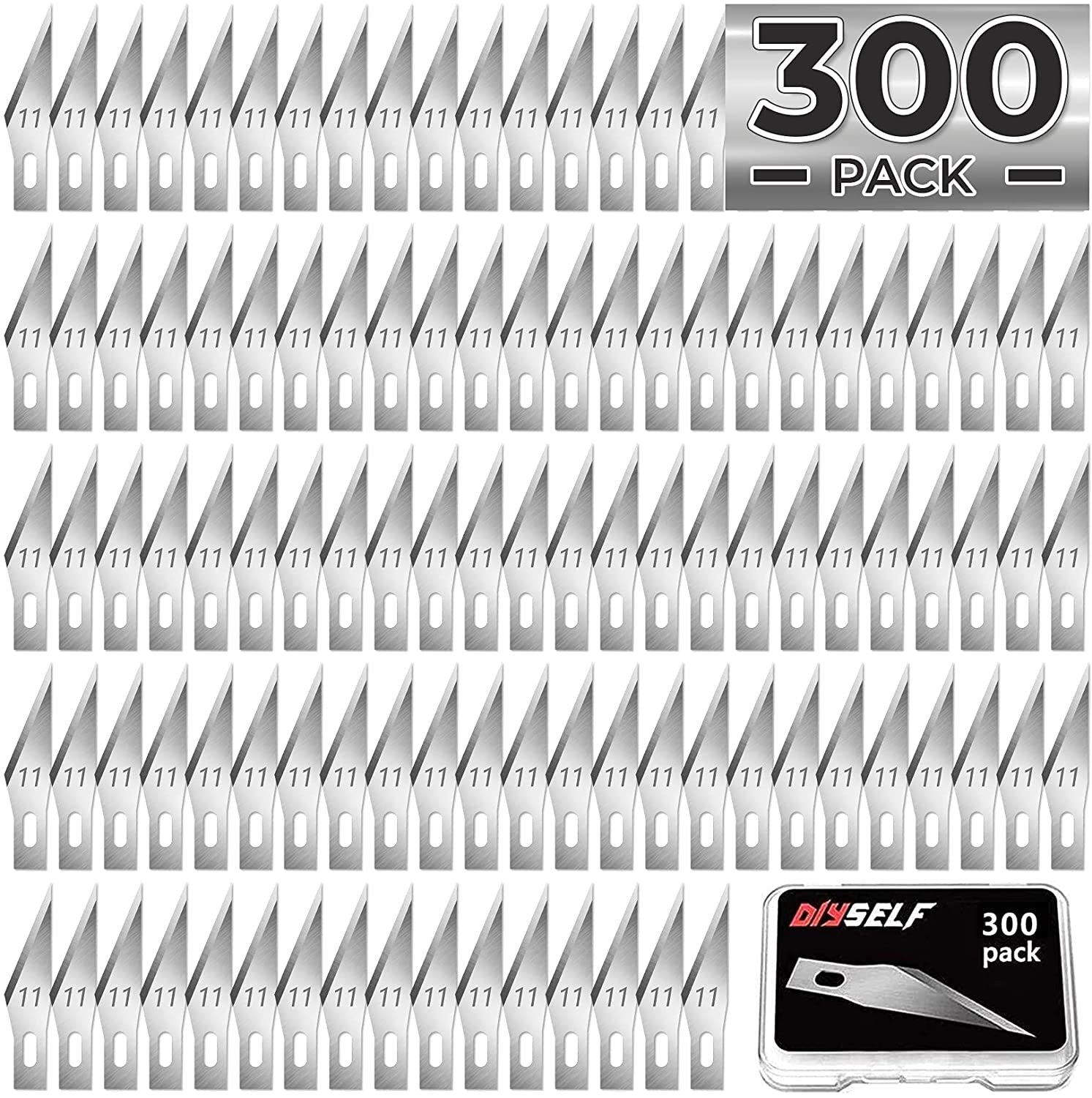 300 PCS Exacto Knife Blades 11, High Carbon Steel Exacto Blades, Craft Knife Blades, 11 Exacto Knife Refill Blades with Storage Case for Scrapbooking, Stencil, Exacto Replacement Blades