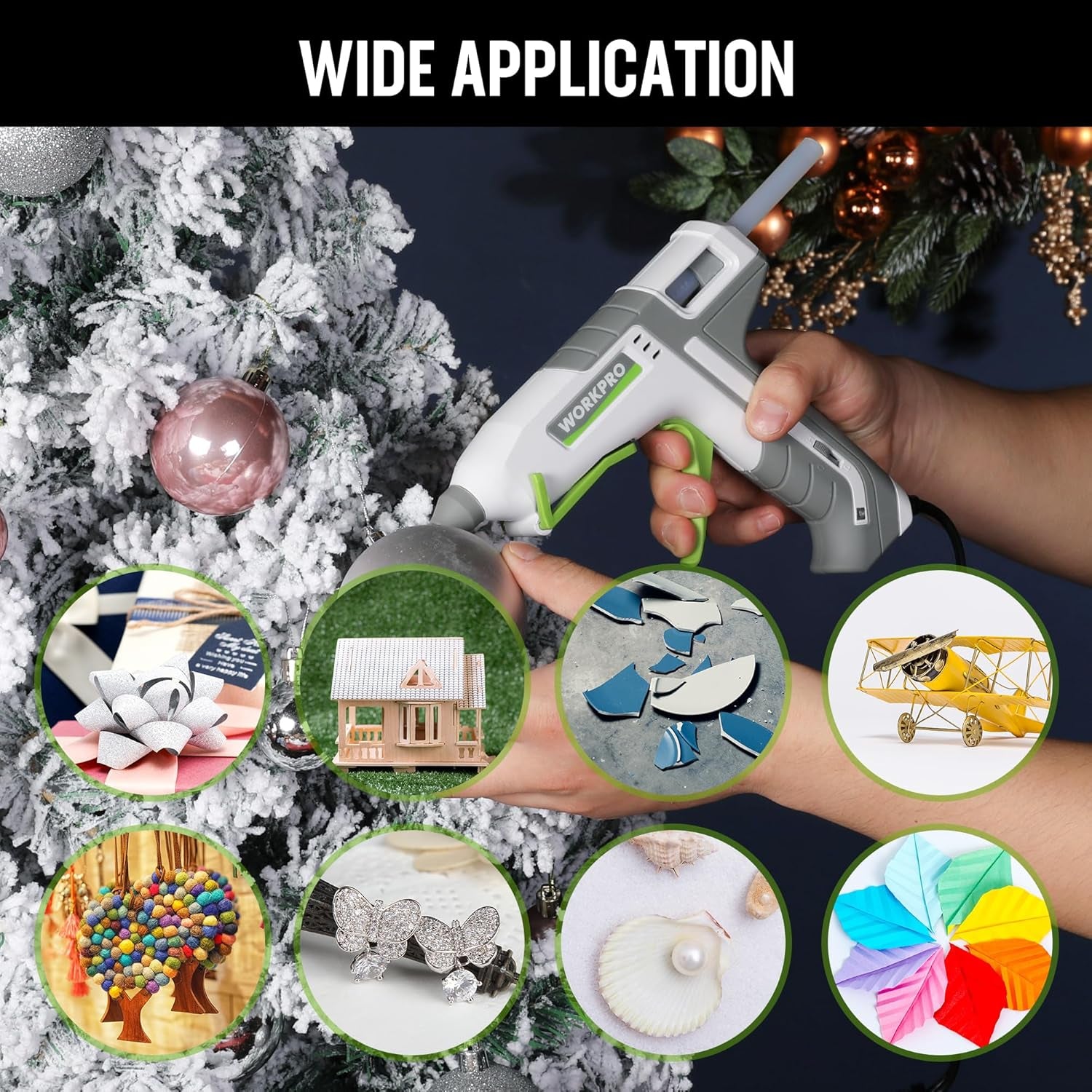 Hot Glue Gun Full Size - 60/100W Dual Temp Glue Gun and Sticks Set with 10 PCS Glue Sticks (7/16&quot;) - 90S Fast Preheating Hot Glue Gun Kit for Construction, Crafting, DIY and Repairs - White