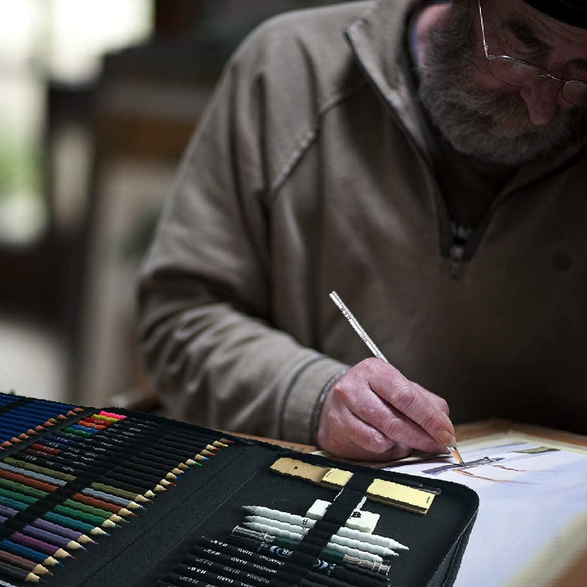 Drawing Pencils for Sketching Shading Blending Crafting Drawing Supplies Sketching Kit Sketch Book, Coloring Book, Metallic Charcoal Soft Core Gift for Adults Kids Beginners