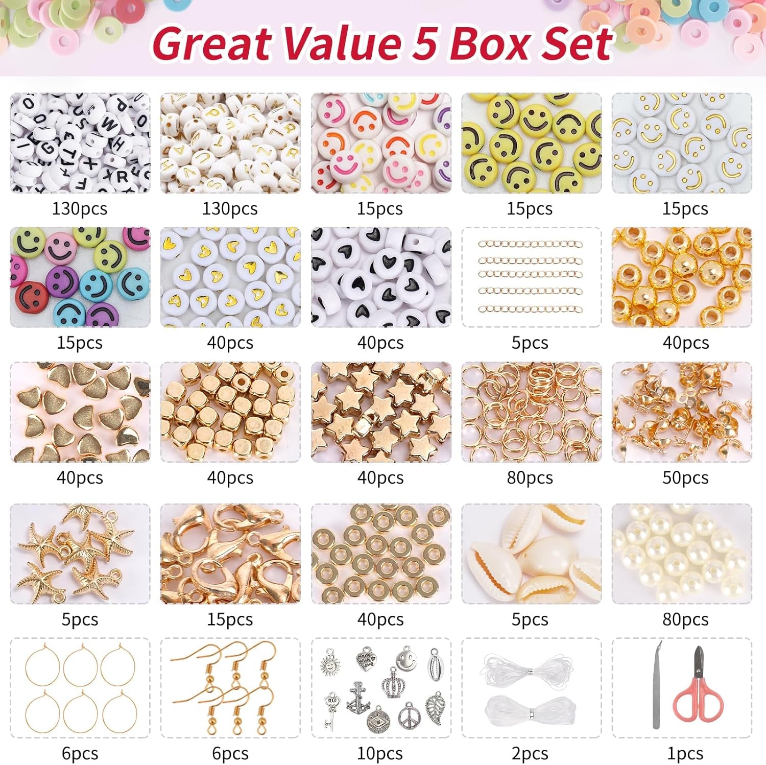 16860 Pcs Clay Beads Bracelet Making Kit, 128 Colors Polymer Beads Spacer Heishi Beads, Flat Preppy Beads for Jewelry Making Kit with Charms, DIY Crafts Gift