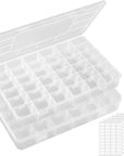 3 Pack 36 Grids Clear Stackable Plastic Organizer Storage Box Container with Adjustable Dividers for Beads, Art DIY, Crafts, Jewelry, Fishing Tackle with 5 Sheet Label Stickers