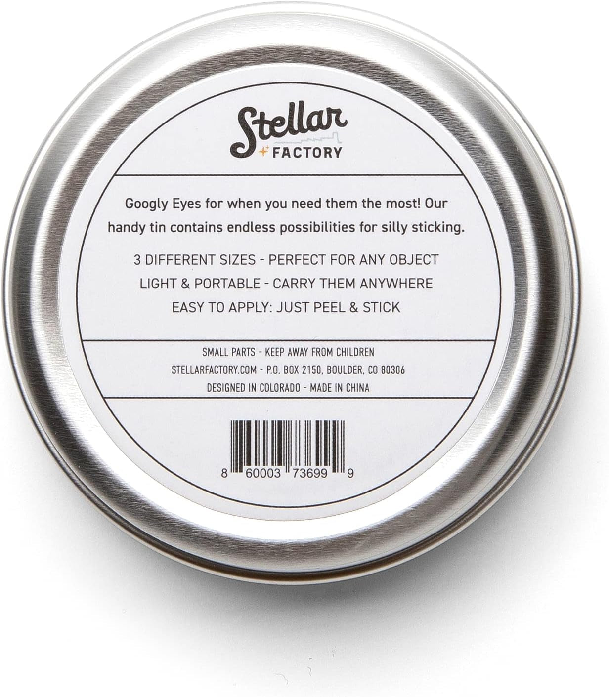 Googly Eyes: Emergency Use Adhesive Eyeballs in Giftable Steel Tin - 150 Pcs, 3 Sizes