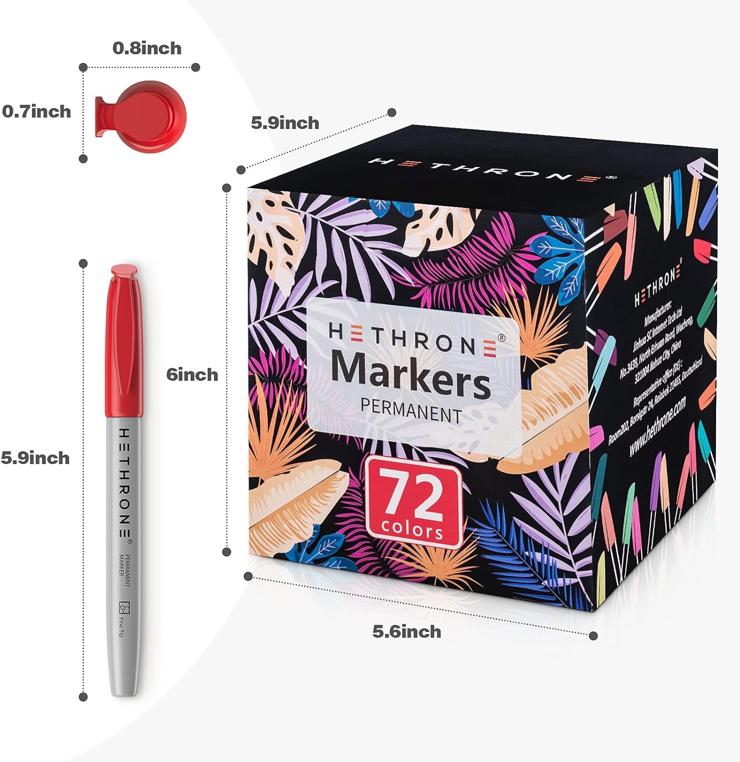 Permanent Markers for Adult Coloring, Marker Pens Work on Plastic, Wood, Stone, Metal and Glass （72 Colors）