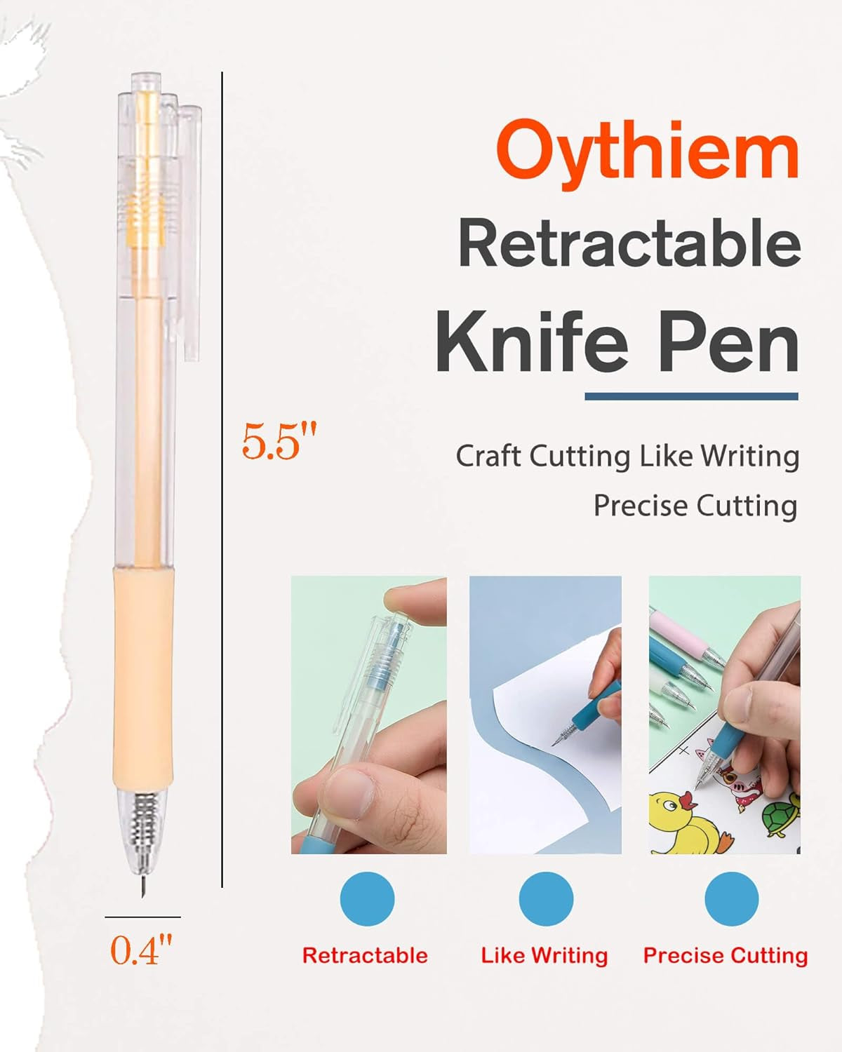 Knife Pen Craft Cutting Tools - Precision Paper Cutter Pen with Refillable Tungsten Steel Cutter Head Refill, 6 PACK