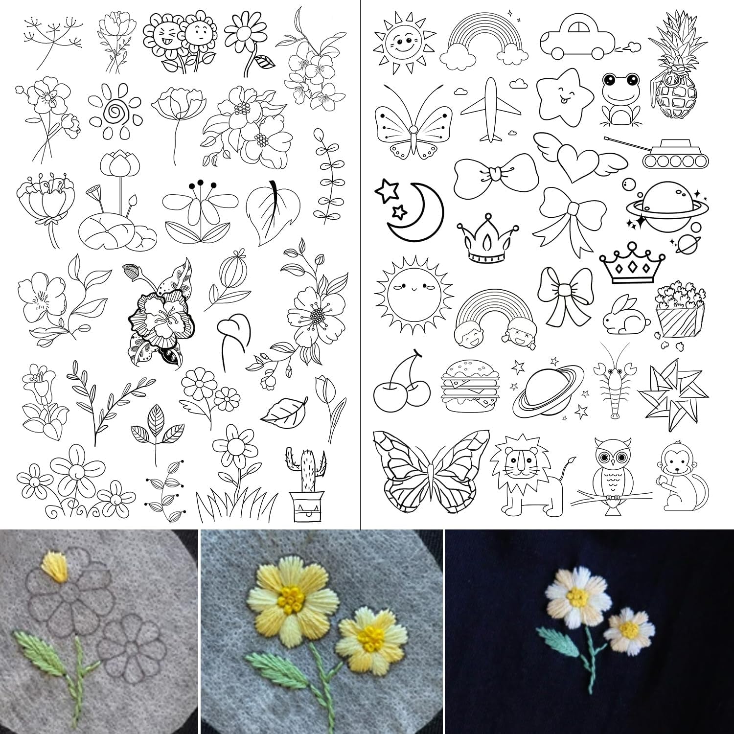 59Pcs Water Soluble Stabilizer for Embroidery,Stick and Stitch Embroidery Paper,Embroidery Patterns,Embroidery Transfer Paper,Embroidery Patterns Transfers Embroidery Designs for Embroidery Lover
