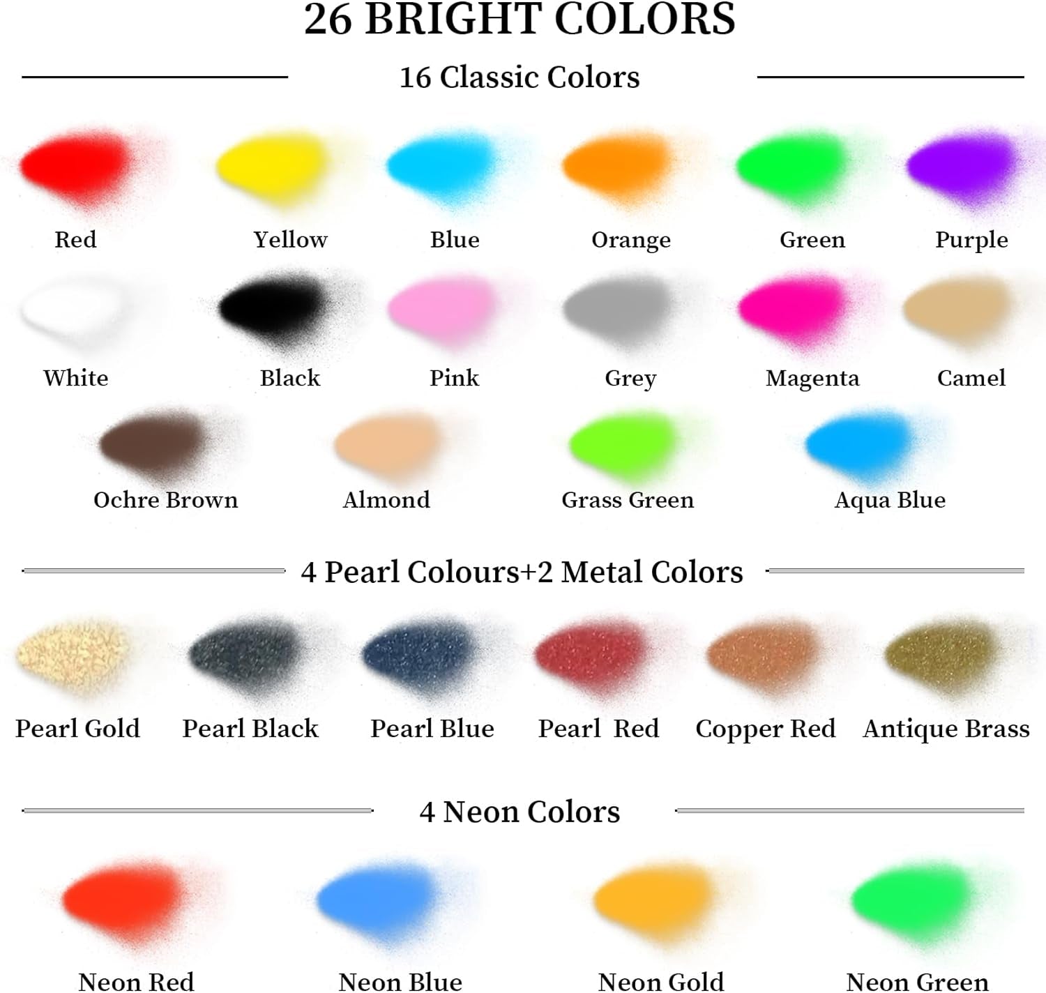 Airbrush Paint Set - 26 Colors Airbrush Paint, Ready to Spray, Water Based Acrylic Airbrush Paint Kit for Metal, Plastic Models, Leather - 0.7Fl Oz