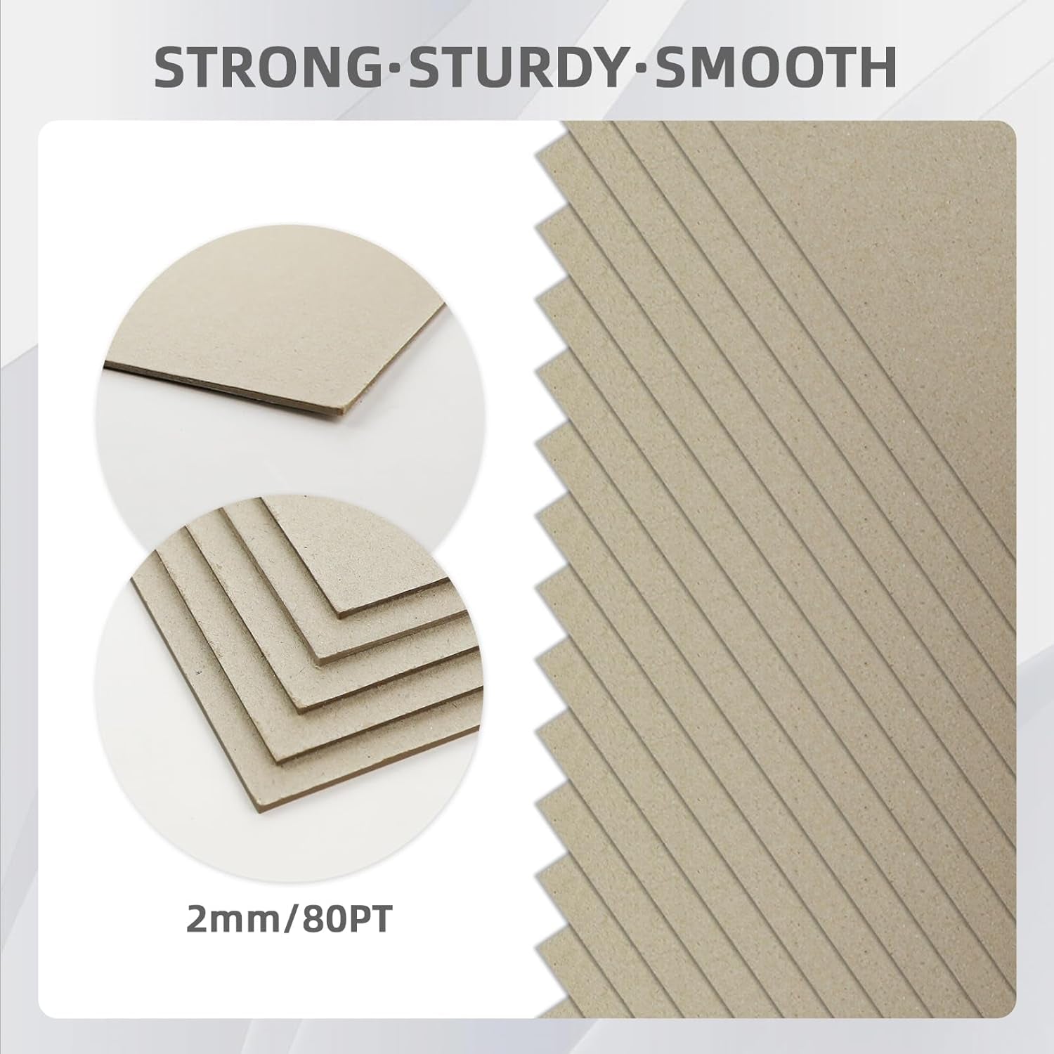 25 Sheets 12.5X10" Book Board for Book Binding Thick Grey Chipboard Card Board Sheets 2 Mm 80 PT for Bookbinding,Box Making. Supporting Back Board Sheet