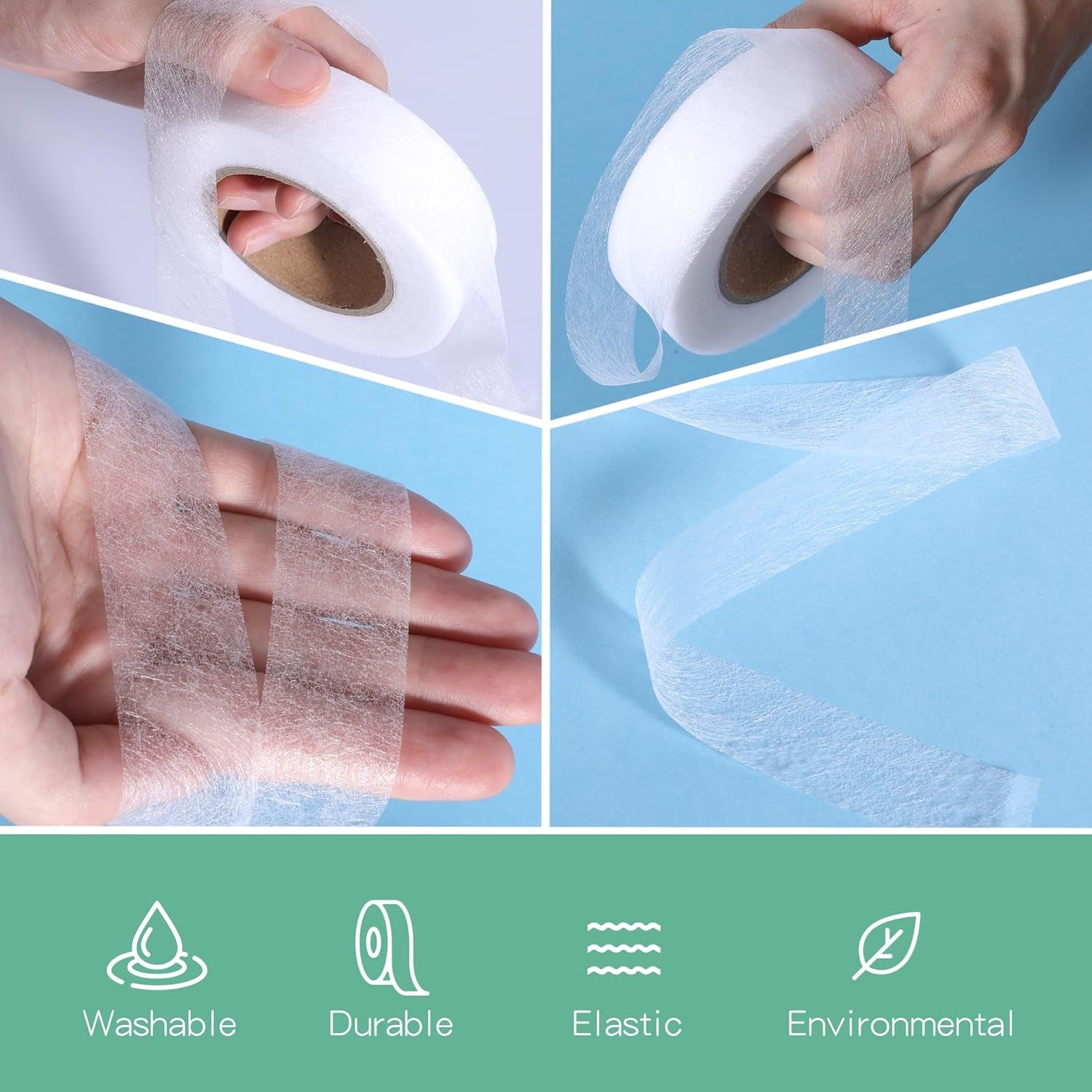 Fabric Fusing Tape - Iron on Hemming Tape, Double Sided Fusing Hem Tape Durable Adhesive for Skirts Jeans Clothes Pants Collars Curtains - White, 1 Inch Wide 72 Yard Long Total