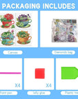 4 Pack Diamond Painting Kits,Easy Diamond Painting Kits for Beginners,5D Succulents Diamond Art Kits,Diy Plants Diamond Dots Big Gem Crafts for Home Wall Decor Gifts （6X6Inch）.