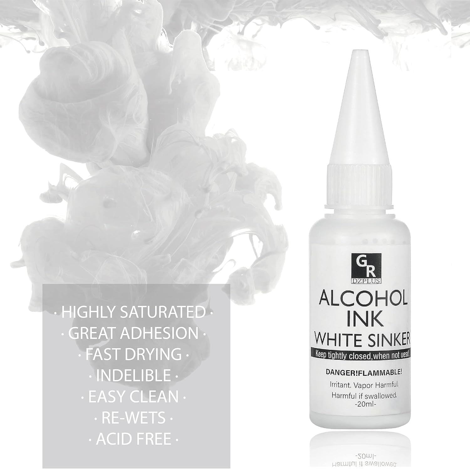 White &Pearl Alcohol Ink Set- 4 Colors for Resin Art | 2X20Ml Pearl White | 2X20Ml Sinking White Alcohol Based Ink