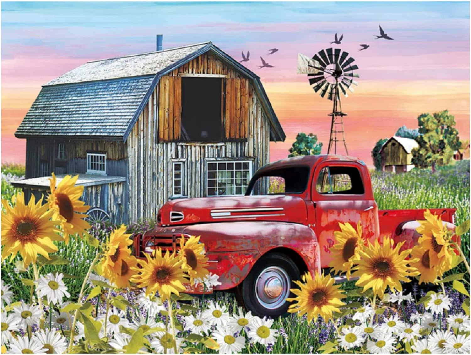 5D DIY Diamond Painting Kits for Adults Kids Farmhouse Full Drill Embroidery Cross Stitch Crystal Rhinestone Paintings Pictures Arts Wall Decor Painting Dots Kits 15.7X11.8 In