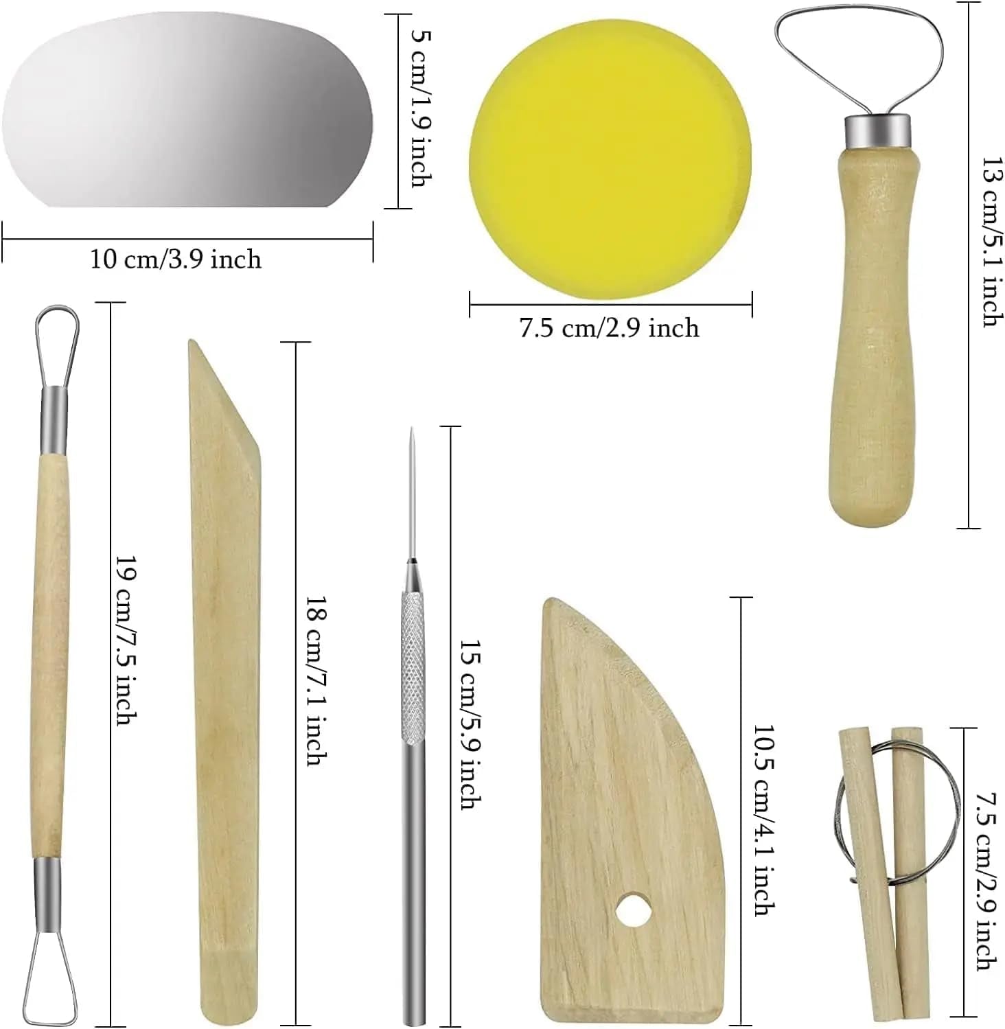 8 Pcs Ceramic Clay Tools Set, Wooden Clay Wax Pottery Sculpting Modeling Tool Kits Pottery Smoothing Cleaning Carving Shaping Cutting Tools