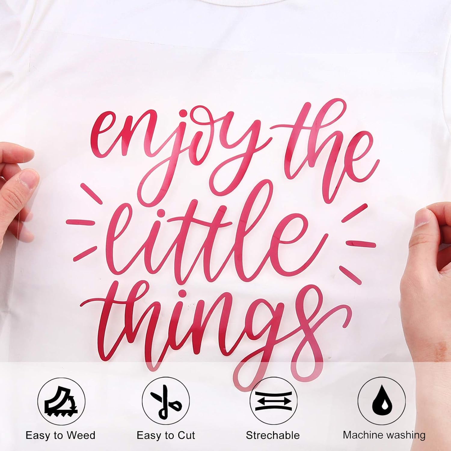 Heat Transfer Vinyl HTV for T-Shirts 12 Inches by 15 Feet Roll (Rose Red)