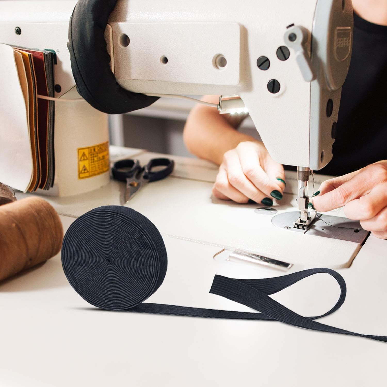 3 Rolls Sewing Stretch Elastic Band Spool, 3/5, 1, 1-1/2 Inch in Width, 5.5 Yards/Roll (Black)