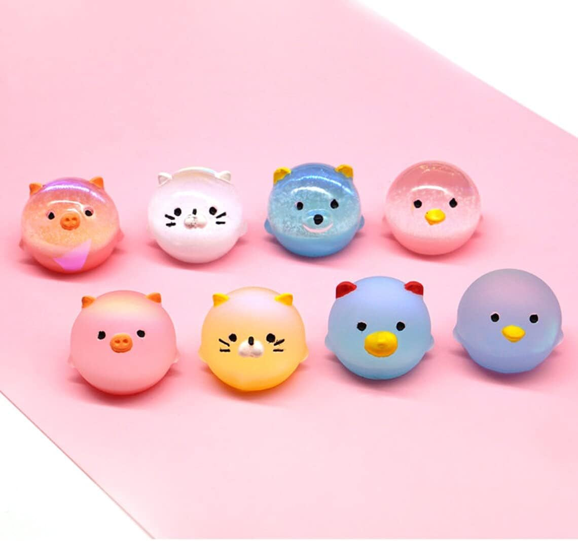 2Pcs Silicone Resin Molds for Jewelry Keychain Pendent Necklace, Cute Animal Orbs Piglet Chicken Bear Shape Ornaments Casting Molds for UV Resin Crafts, DIY Jewelry Making (Mirror & Matt)