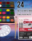 102-Piece Deluxe Wooden Art Supply Set - 24 Watercolors, 17 Brushes, 24 Colored Pencils, Sketch Pads