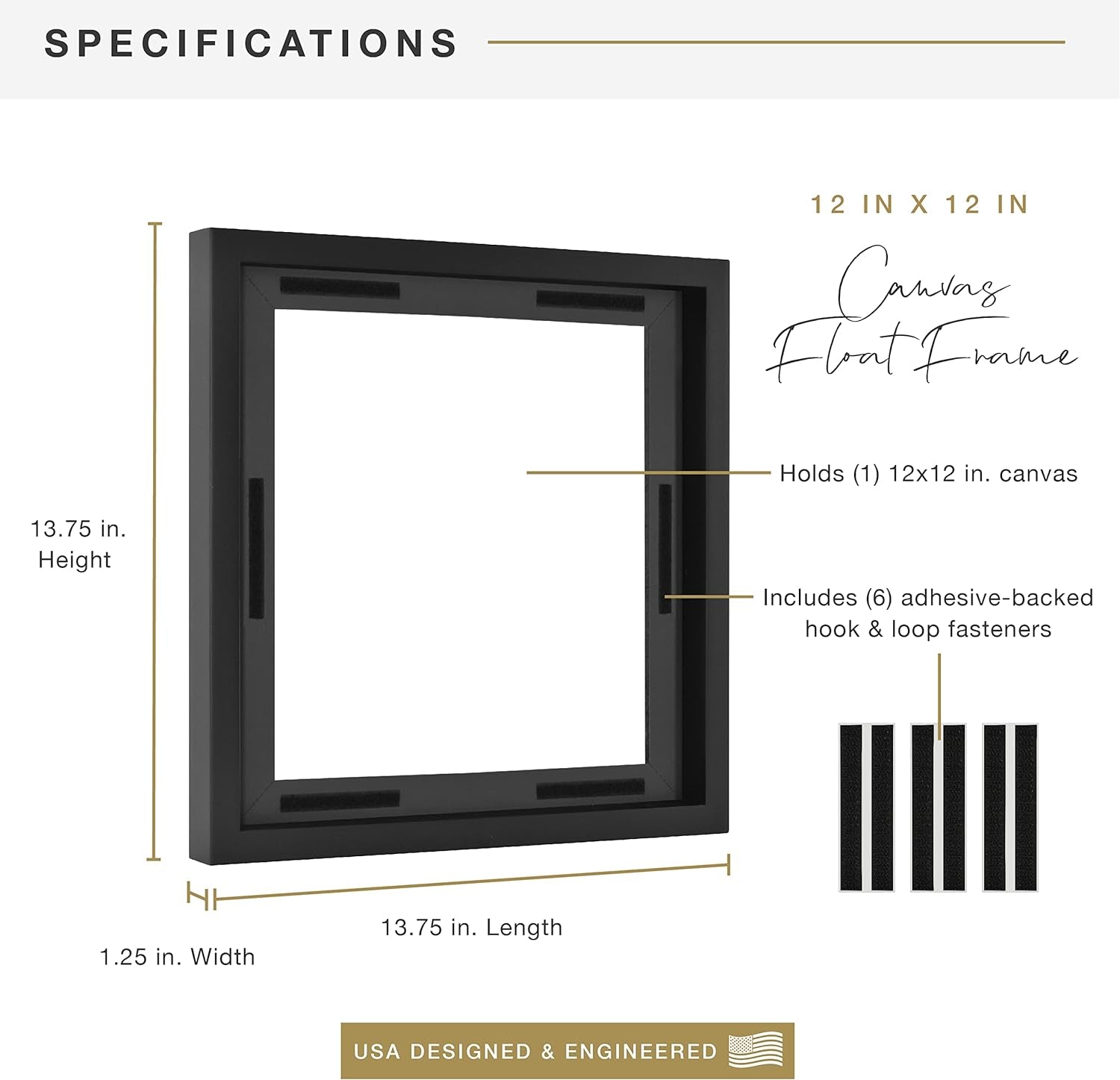 Canvas Float Frames 12X12 Frame, Black Square Frame for Finished Canvases, Vertical &amp; Horizontal Wall Hanging Frame for Canvas Paintings (1-Pack)