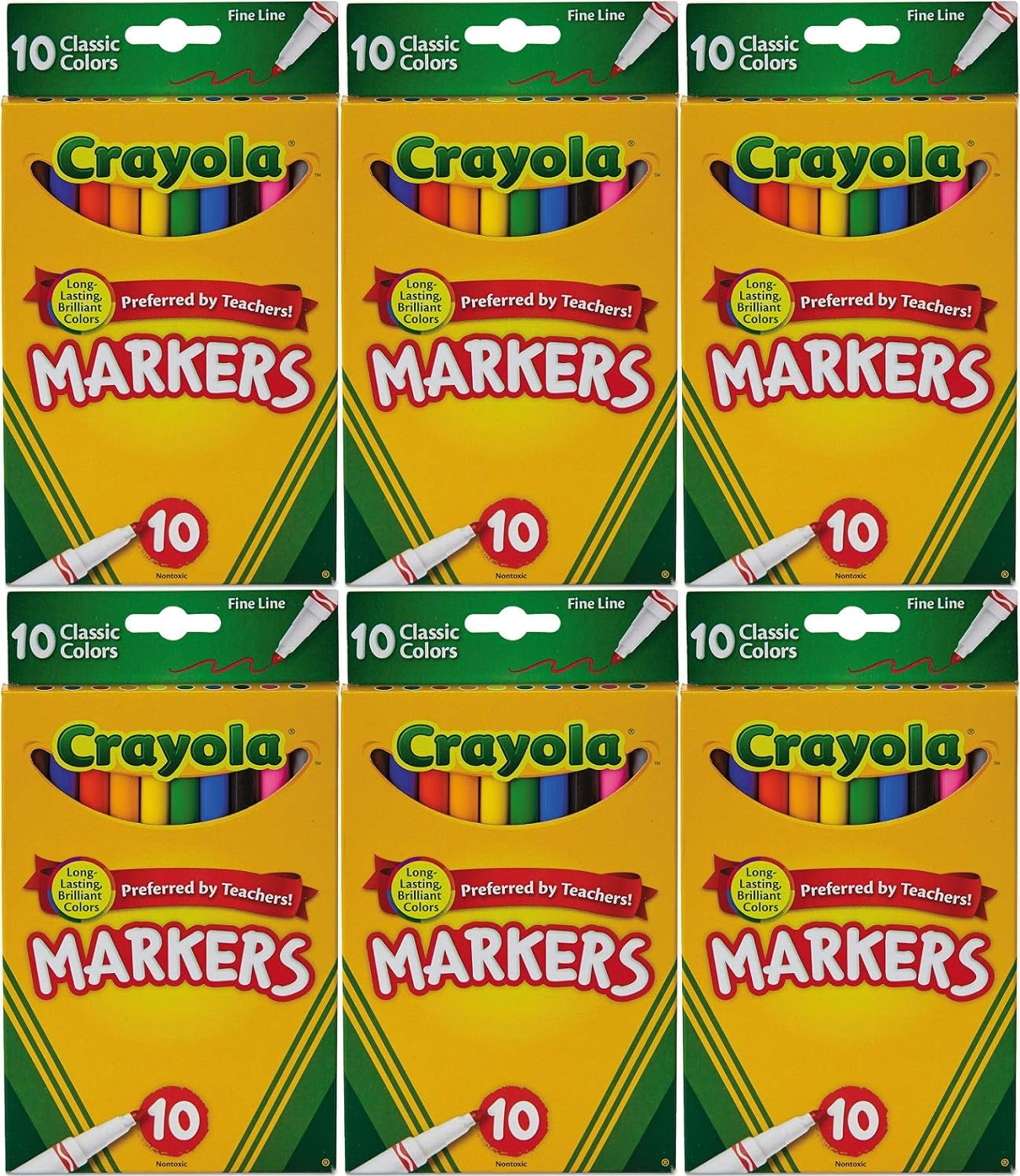 Classic Colors Fine Line 10 Markers per Pack (Pack of 6) 60 Markers in Total