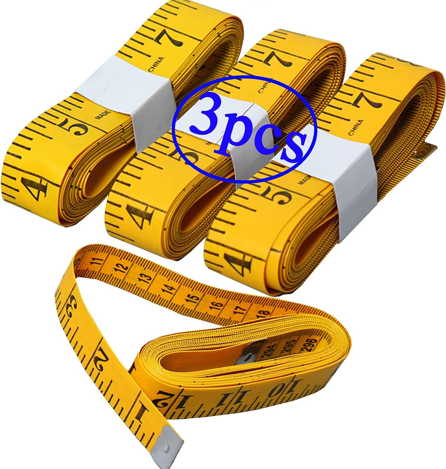 3Pcs Tape Measure 300Cm/120 Inch Double-Scale Soft Tape Measuring Body Weight Loss Body Measurement Sewing Tailor Cloth Ruler Dressmaker Flexible Ruler Tape Measure, HEAVY DUTY