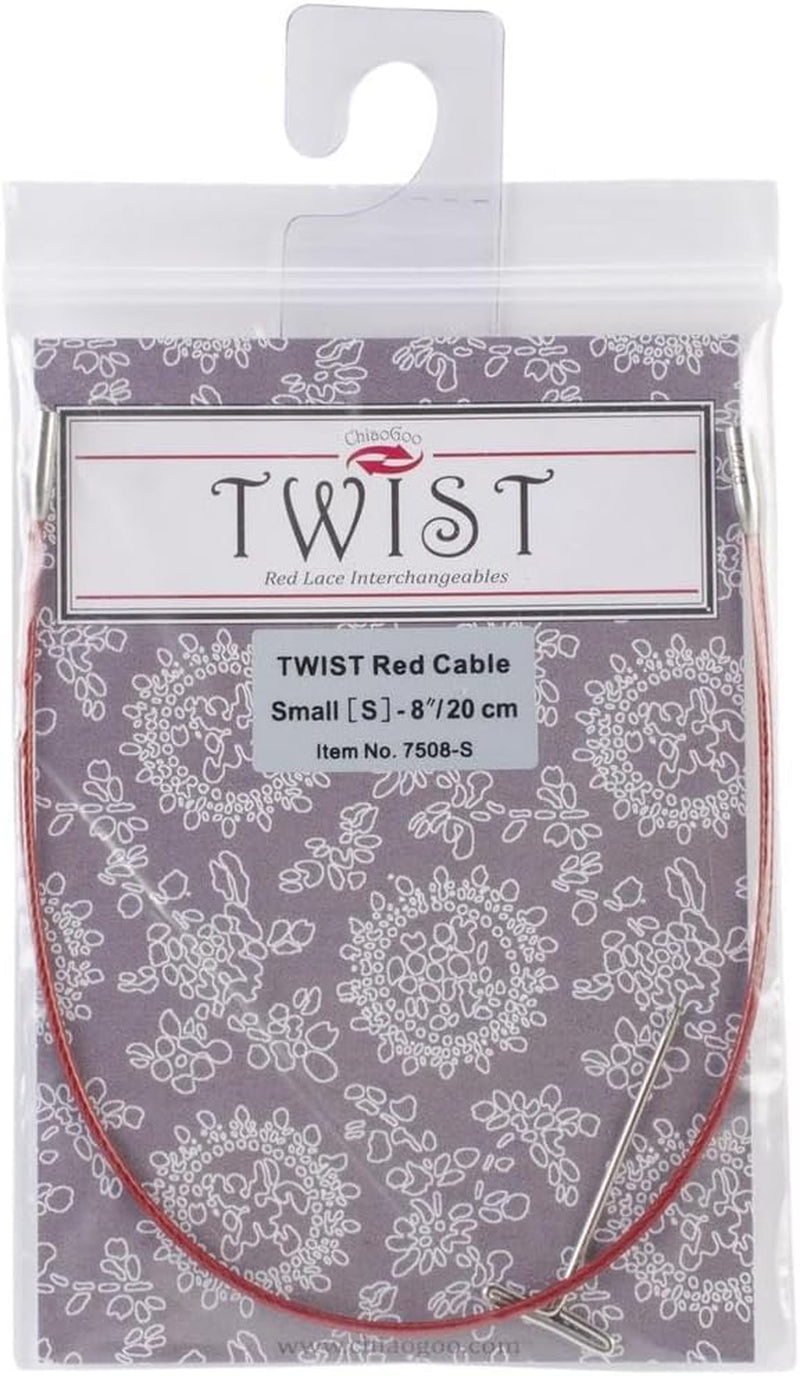 8-Inch Twist Lace Interchangeable Cables, Small, Red (7508-S)