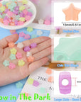 200 Pcs Glow in Dark Star Beads for Jewelry Making, Luminous Star Pony Beads Bulk with Box, 13Mm Star Beads Charms, Glow in Dark Beads for DIY Crafts Bracelet