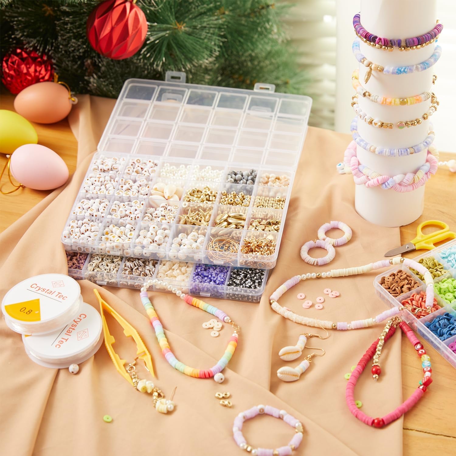 11000 Pcs Clay Beads for Bracelet Making Kit, 48 Colors Flat round Polymer Clay Beads, Friendship Bracelet Kit Heishi Beads for DIY Jewelry Making, Crafts Gift for Girls Teen Ages 6-12