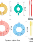 2 Set Pompom Makers of 6 Sizes,  50 PCS Pom Pom Kit Includes 8 PCS Pom Pom Maker, 2 PCS Thread Cutter Scissors, 40 PCS Plastic Needles for Fluff Ball Weave DIY Wool Yarn Knitting