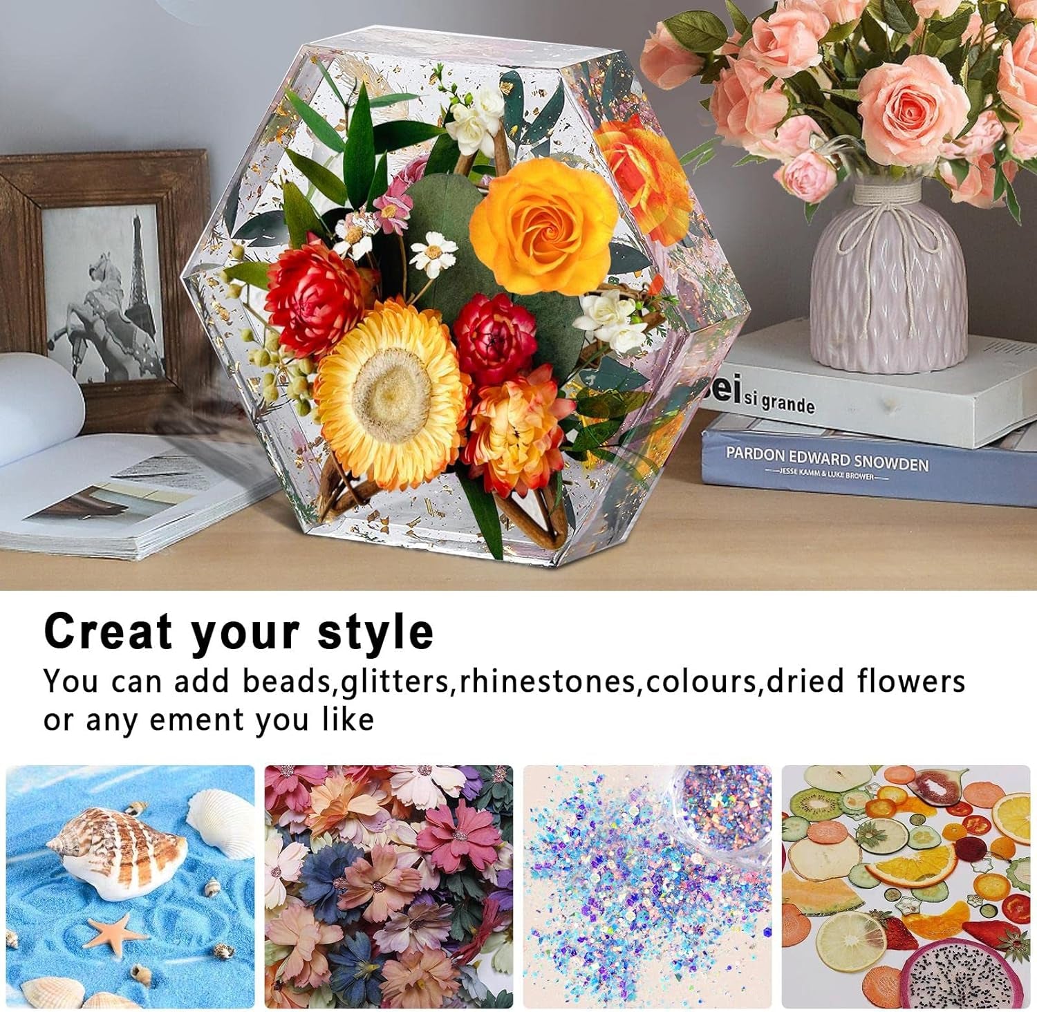 Large Silicone Molds for Resin,9 Inch Upgraded Large Resin Molds,Deep Epoxy Molds Hexagon for Flowers Preservation, Resin Art Casting, DIY Wedding, Valentine, Gift and Home Decors.