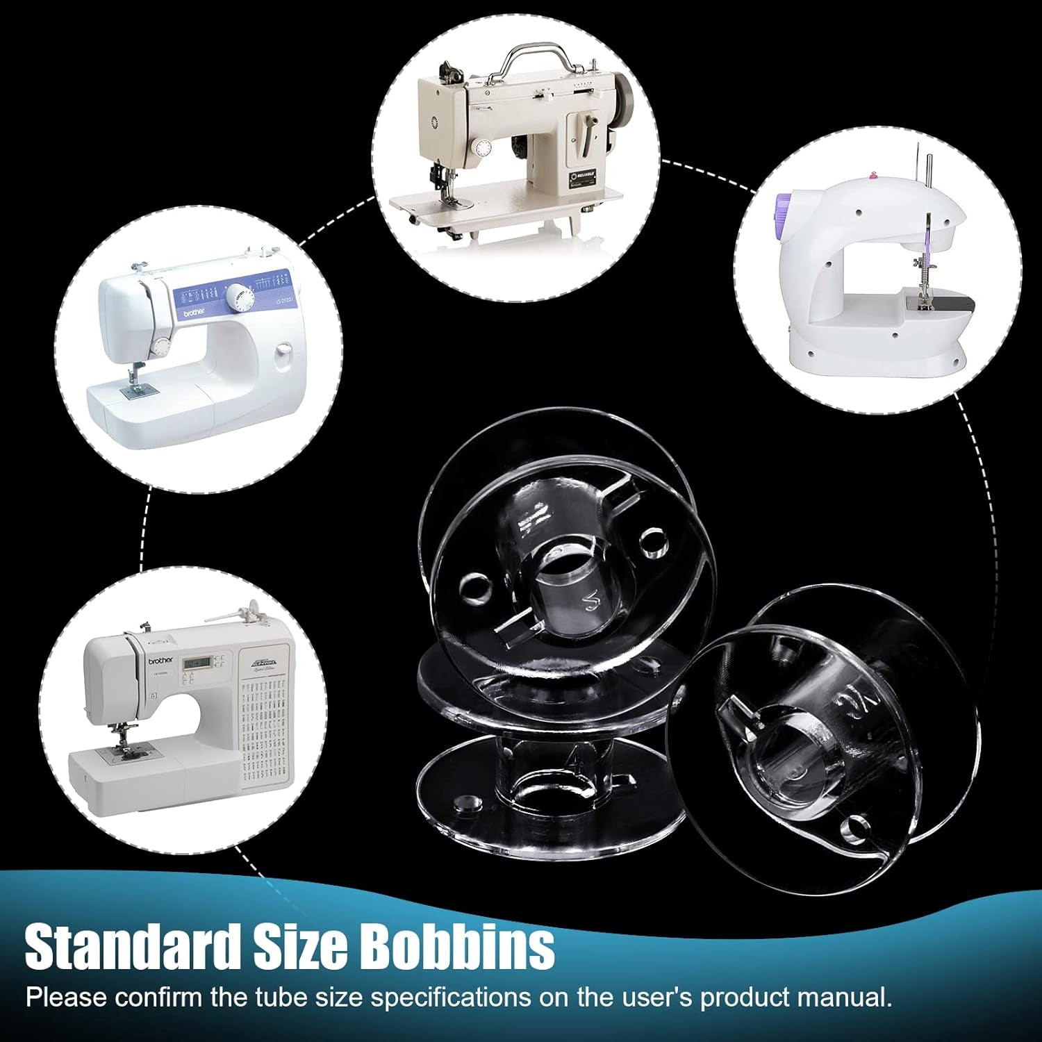 100 Pcs Bobbins, Bobbins for Sewing Machine, Plastic Bobbin, Sewing Bobbins Class 15 Bobbins, Bobbins for Singer Sewing Machine Bobbins for Sin-Ger/Bro-Ther