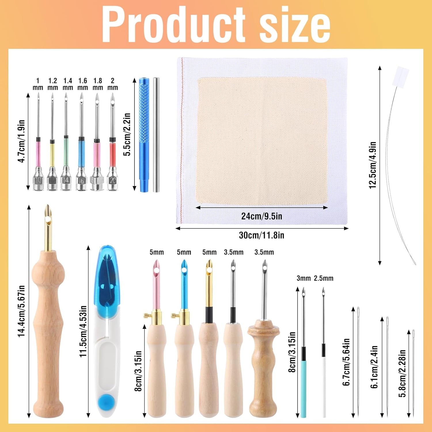 35 Pcs Punch Needle Kit, Punch Needle Tool Adjustable Punch Needle Embroidery Kits Include Wooden Handle Embroidery Pen Set, Big Eye Needles, Punch Needle Cloth - Stocking Stuffers for Adults Beginne