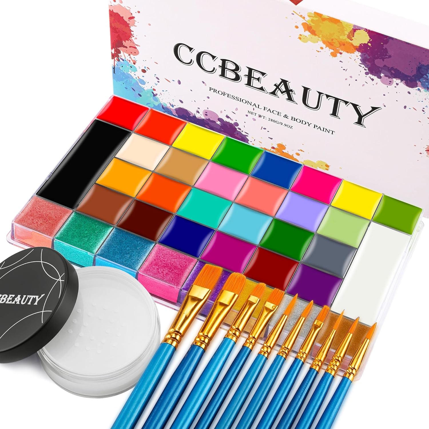 36 Colors Face Body Paint Oil, Hypoallergenic Face Painting Kit Professional for Kids Party with 30 Stencils + 10 Brushes for Halloween SFX Special Effects Cosplay Costume Makeup Supplies