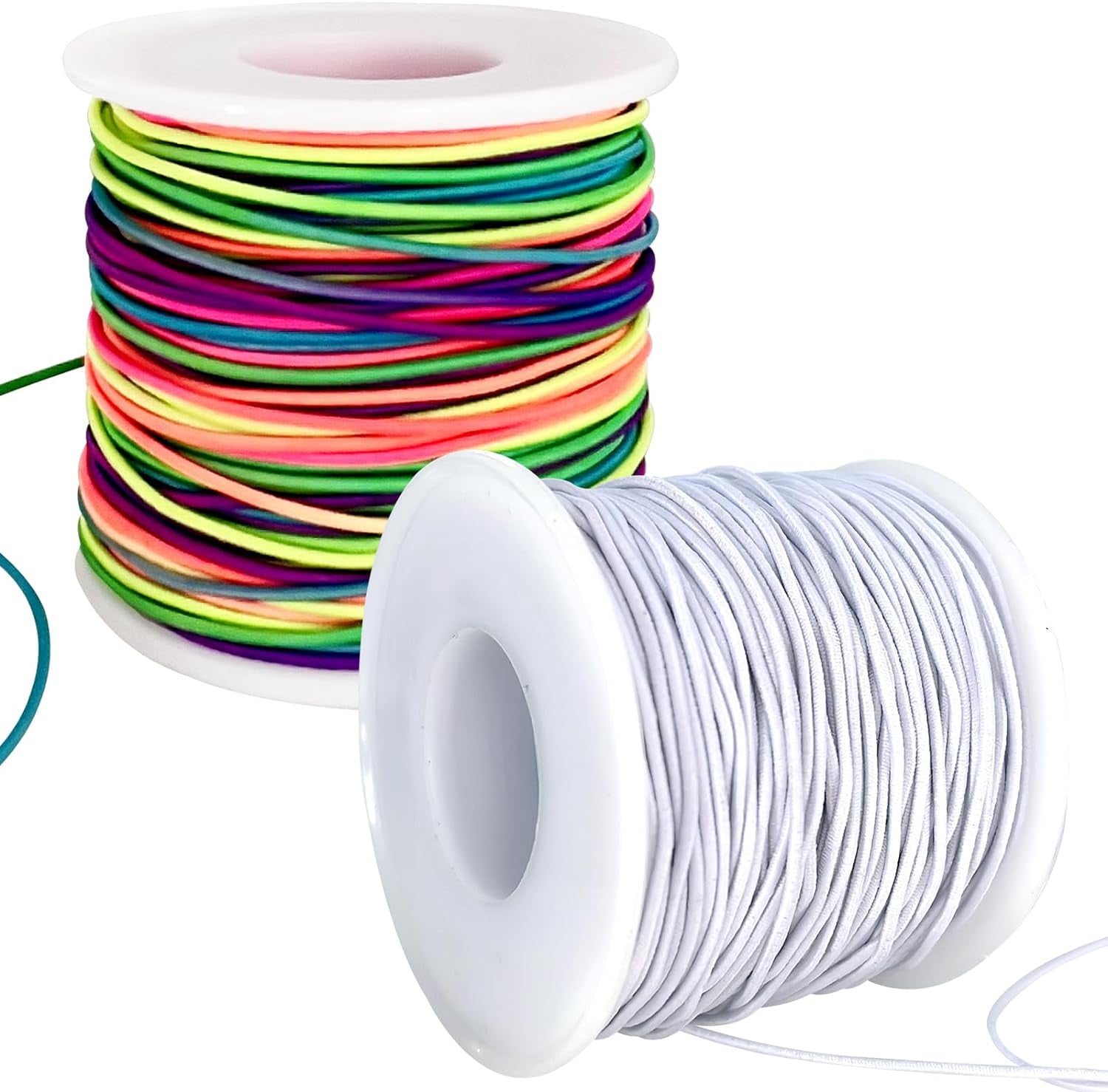 Stretchy Bracelet String, 2 Rolls 1Mm Sturdy Elastic String for Bracelets, Elastic Cord for Jewelry Making, Beading, Necklaces and Crafts