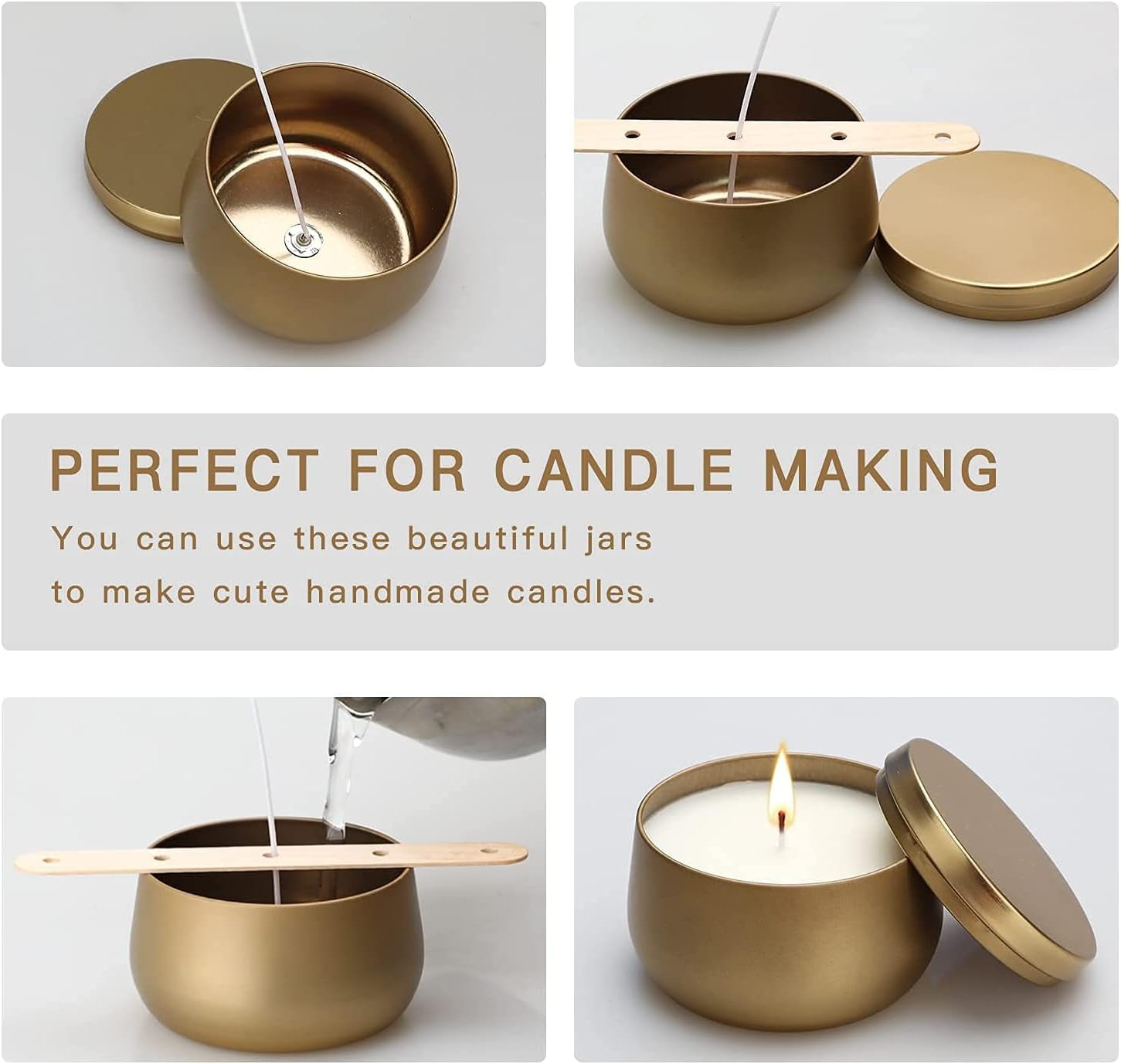 8Oz Candle Tins 24 Pieces,Candle Jars Candle Containers with Lids, 8 Oz, for Candles Making, Arts &amp; Crafts, Storage, and Gifts (Black 12Pcs+Gold 12PCS)