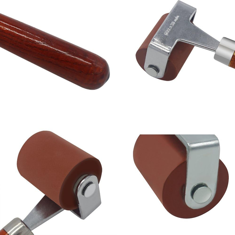 Rubber Brayer, Brayer Ink Roller, Soft Rubber Brayer Roller with Wooden Handle