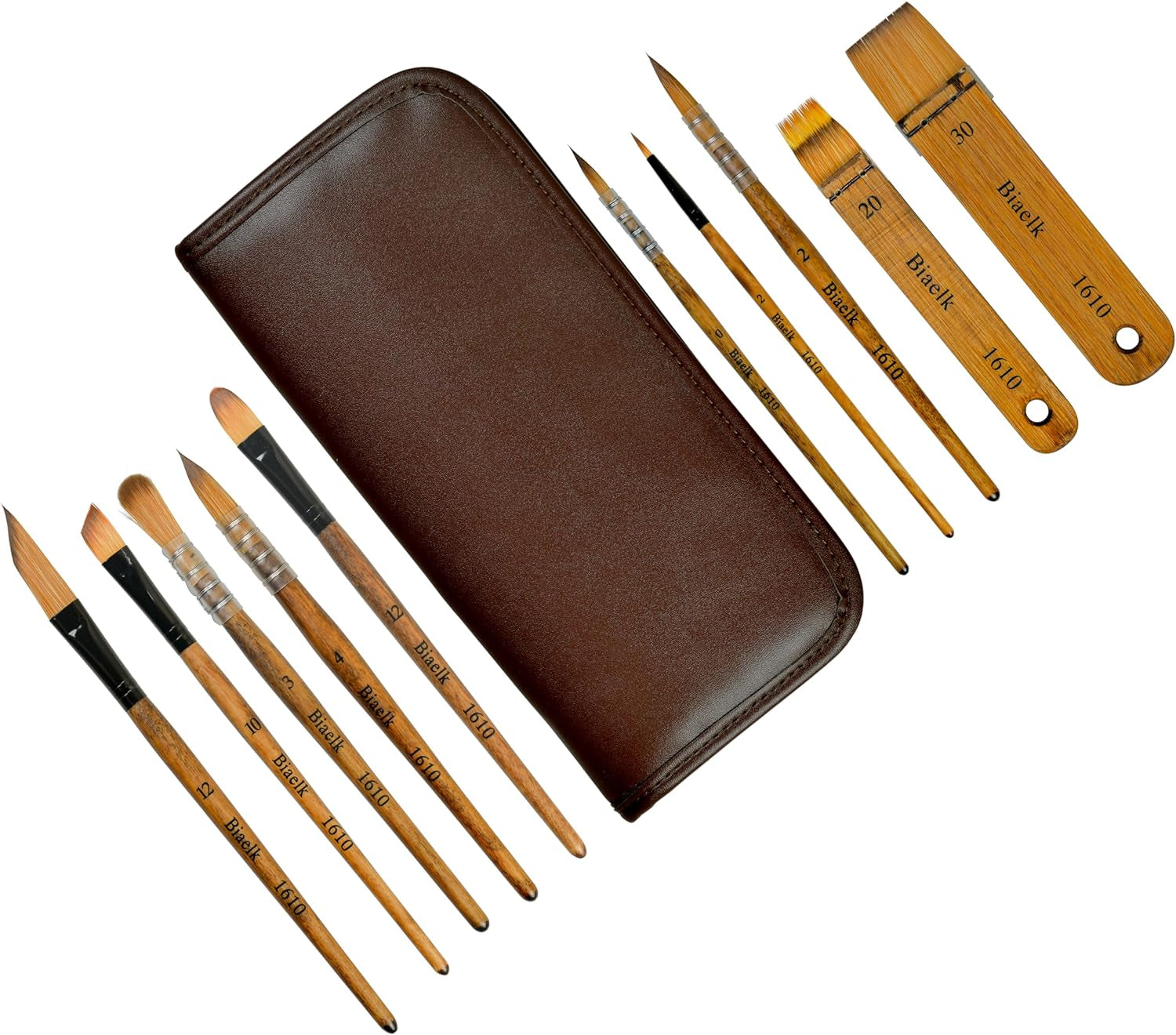 1610 Professional Watercolor Paint Brushes, 10PCS Variety Brushes for Beginners and Professionals Including Pointed Rounds, Flats, Dagger, for Watercolors,Acrylics,Inks,Gouache,Oil and Tempera