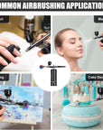Airbrush Kit Rechargeable Cordless Airbrush Compressor, Non-Clogging High-Pressure Air Brush Set with 0.3Mm Nozzle and Cleaning Brush Set for Makeup, Barber, Nail Art, Cake Decor