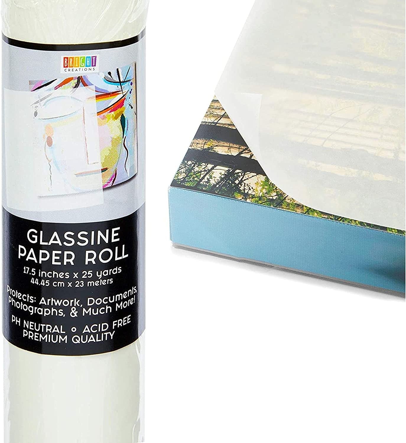 Glassine Paper Roll for Artwork, Transparent Paper Protection for Drawings, Crafts, Documents, Photos, Projects, and Baked Goods, Classroom Supplies (17.5 Inches X 25 Yards)