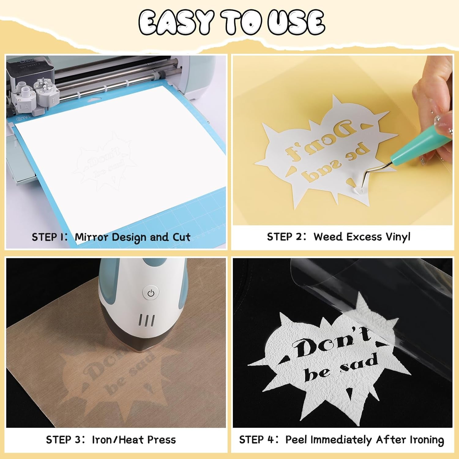 Puff Vinyl Heat Transfer - 12" X 15FT White Puff Vinyl Heat Transfer for T Shirts, White Puff HTV Vinyl Heat Transfer for Cricut & Cameo - Easy to Cut & Weed for Heat Vinyl Design(White)