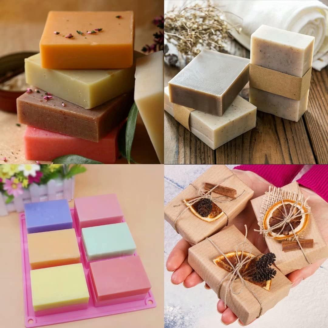 4 Pack Silicone Soap Molds,Rectangle Soap Mold,6 Cavities Silicone Molds for Craft Soap Making,Cake Chocolate Mold,With 100Pcs 3.5X5 Inches Bags