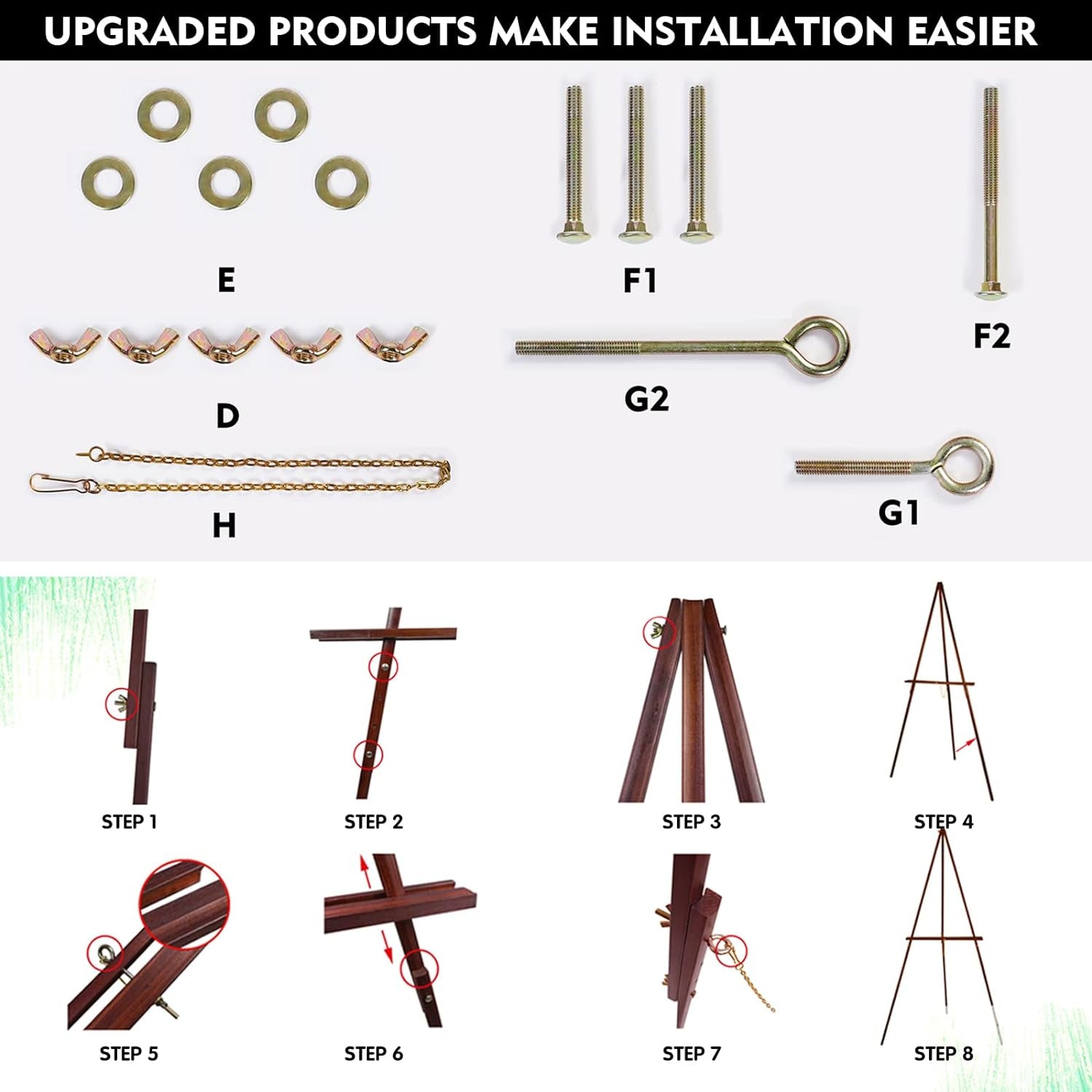 63" Wooden Tripod Artist Display Easel with Tray, A-Frame Adjustable Easel Stand for Wedding Sign, Foldable Easels for Painting Canvas, Display &amp; Posters