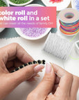 1Mm Rainbow Elastic String and 1Mm White Stretchy Bracelet String, Sturdy Elastic Cord Stretchy String for Bracelet Making, Jewelry Making, Beading(170 Ft Rainbow & 170 Ft White)