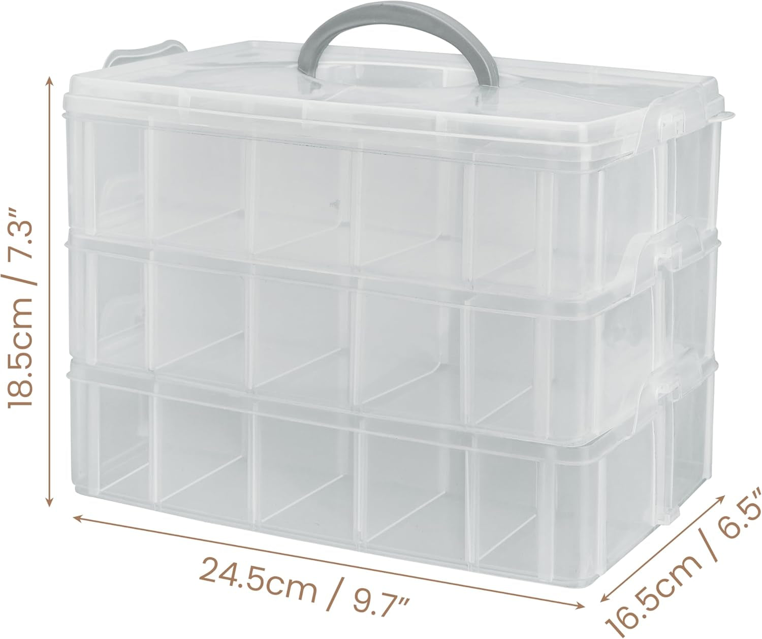 3 Layer Stackable Storage Container 30 Adjustable Compartments - Stackable Storage Box for Hot Wheels, Toys, Jewelry, Beads, Arts, Crafts, Washi Tape, - Sewing Box, Sewing Accessories Organizer