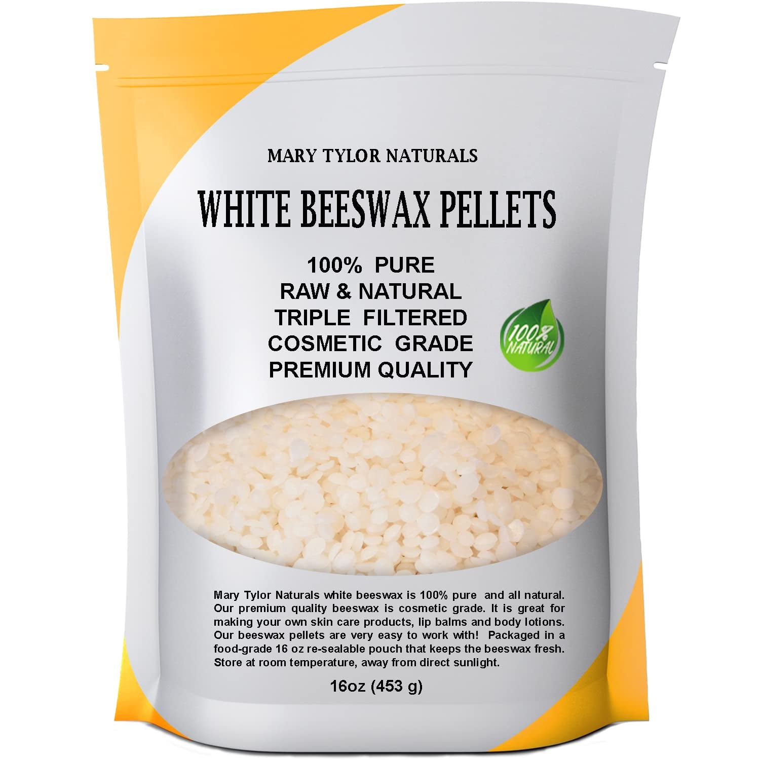 White Beeswax Pellets (1Lb) 100% Pure and Natural, Premium Quality, Cosmetic Grade, Triple Filtered Pastilles, Great for DIY Lip Balm Receipes, Body Creams, and Lotions