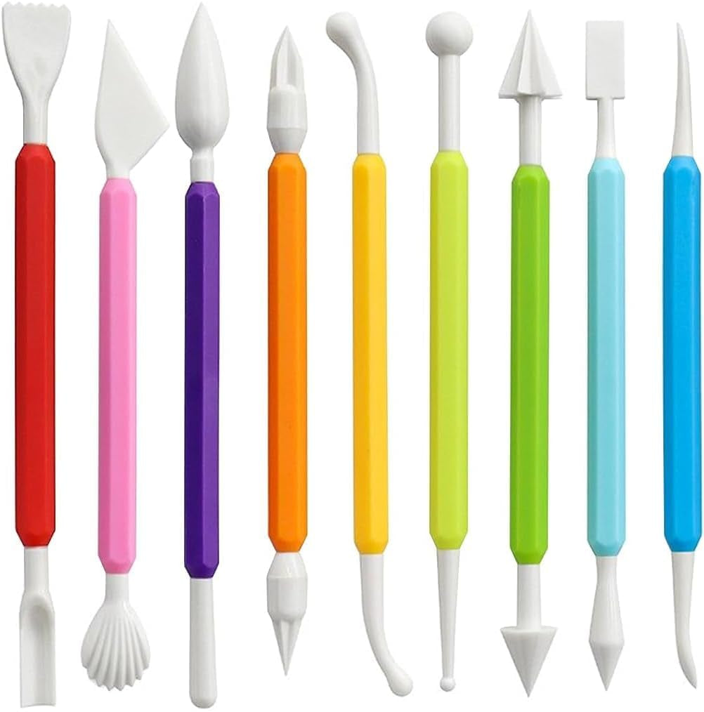 9PCS Clay Sculpting Tools Kit - Easy to Use Double-Ended Polymer &amp; Pottery Carving Set with Comfortable Grip Tools for Clay Sculpey &amp; Modeling Clay Ideal for Kids and Adults