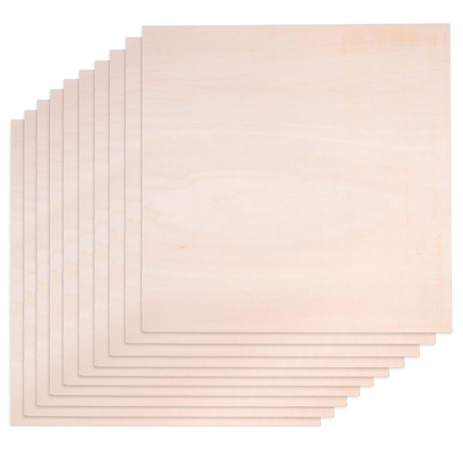 Basswood Sheets 1/16, Craft Wood 10 Pack - 12 X 12 X 1/16 Inch - Cricut Wood Sheets 1.5Mm, Plywood Sheets with Smooth Surfaces - Bass Wood for Laser Cutting, Architectural Models, Drawing