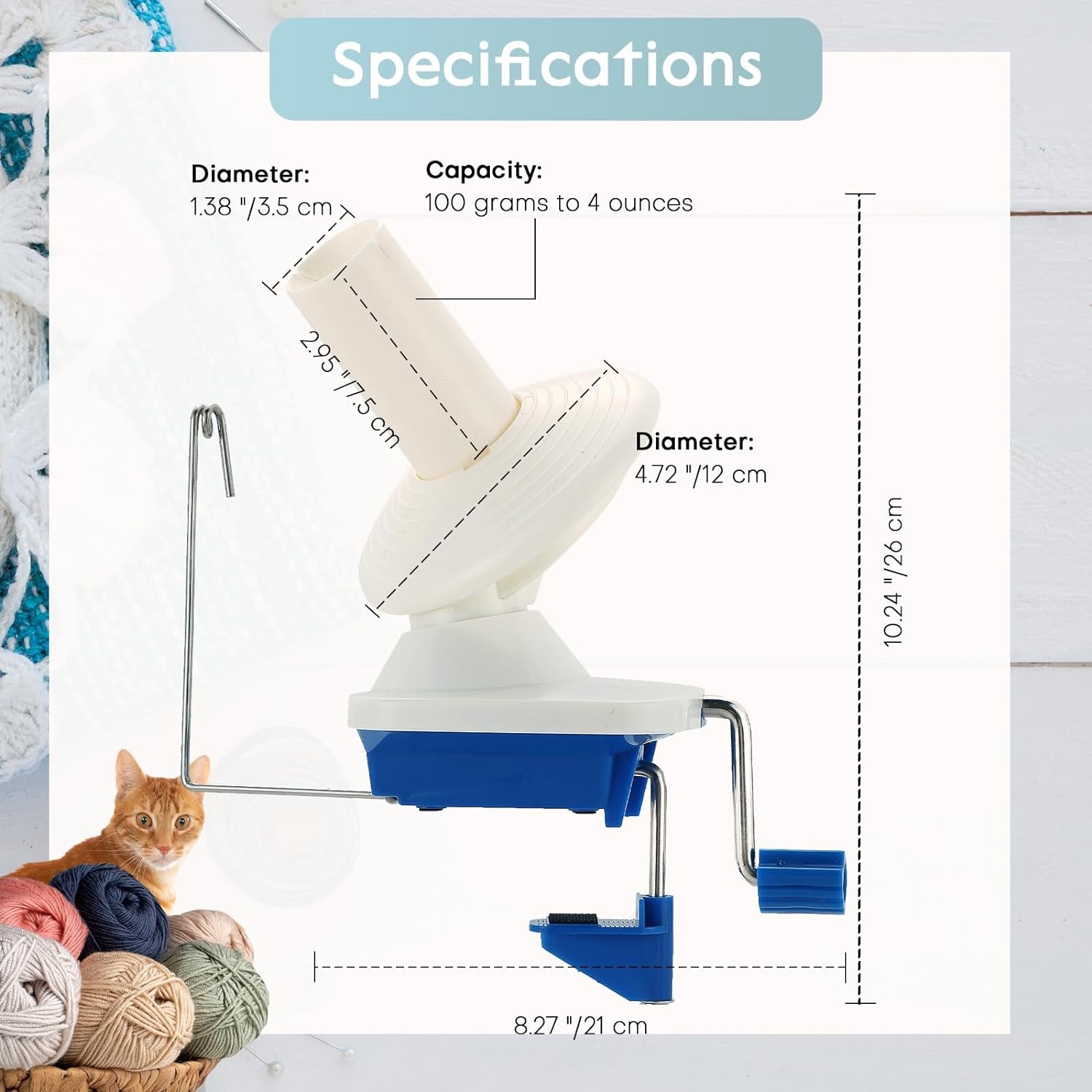 Yarn Ball Winder Manual Winder Holder Hand-Operated Swift Yarn Fiber String Ball (Blue)