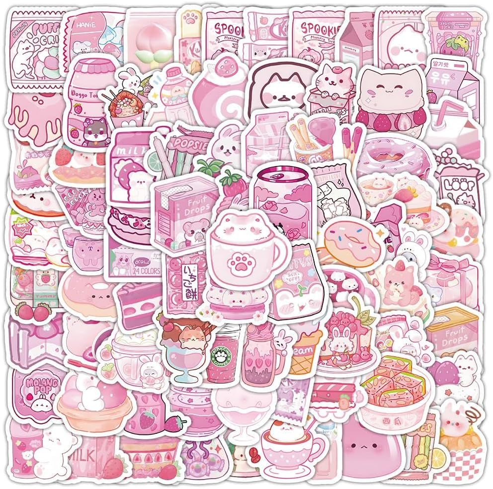 100Pcs Cute Snack Stickers Food Stickers Drink Stickers, Cute Small Stickers Set Kawaii for Teens/Boys/Girls/Adults